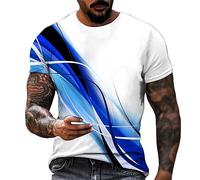 T-shirt da uomo a righe geometriche grafiche a maniche corte estive vestibilità atletica gestione dell'umidità T-shirt sportive da baseball, blu, Nascita