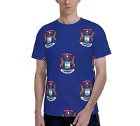 T-shirt da uomo alla moda con stampa della bandiera dello stato del Michigan, perfetta per occasioni casual e semi-formali, Nero , L