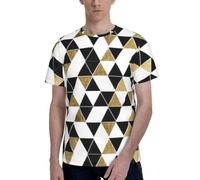 T-shirt da uomo, alla moda, moderna, con stampa a triangoli, comoda, da indossare tutti i giorni e occasioni speciali, Nero , M