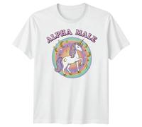 T-shirt da uomo Alpha Male Unicorn Fantasy Magic Rainbow Tee