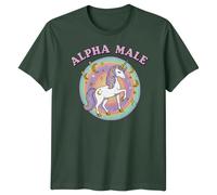 T-shirt da uomo Alpha Male Unicorn Fantasy Magic Rainbow Tee