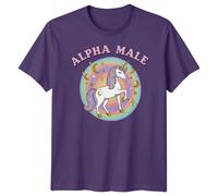 T-shirt da uomo Alpha Male Unicorn Fantasy Magic Rainbow Tee