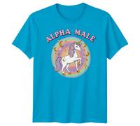 T-shirt da uomo Alpha Male Unicorn Fantasy Magic Rainbow Tee