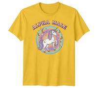 T-shirt da uomo Alpha Male Unicorn Fantasy Magic Rainbow Tee