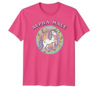 T-shirt da uomo Alpha Male Unicorn Fantasy Magic Rainbow Tee