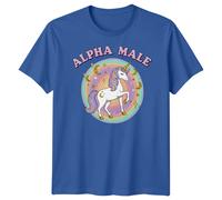 T-shirt da uomo Alpha Male Unicorn Fantasy Magic Rainbow Tee
