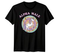 T-shirt da uomo Alpha Male Unicorn Fantasy Magic Rainbow Tee