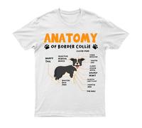 T-shirt da uomo Anatomia di un cane Border Collie scienze mediche biologia...