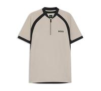 T-shirt da uomo BOSS Matchball TOC Zip-Neck Slim-Fit - light beige - Beige (M)