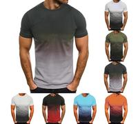T-Shirt da Uomo Camicia a Colori sfumati Maglietta Casual a Maniche Corte T-Shirt da Allenamento Grandi e Alte 2025 Top da Lavoro Vestiti alla Moda, Blu, 3XL