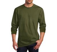 T-shirt da uomo, camicie casual a maniche lunghe, magliette base alla moda, girocollo, camicia oversize, maglietta casual a maniche lunghe, tinta unita, magliette casual, Verde militare, 3XL
