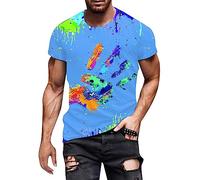 T-shirt da uomo comoda maglietta per il tempo libero colorata a maniche corte Rainbow Mese d'orgoglio Gay Pride Month LGBT Amore Tolleranza Impronta a mano Abbigliamento Multicolore Top Estate, 01 blu
