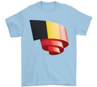 T-Shirt Da Uomo Con Bandiera Del Belgio Arricciata 100% Cotone