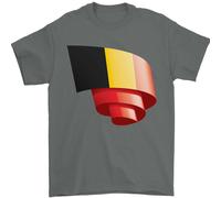 T-Shirt Da Uomo Con Bandiera Del Belgio Arricciata 100% Cotone