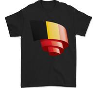 T-Shirt Da Uomo Con Bandiera Del Belgio Arricciata 100% Cotone