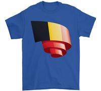 T-Shirt Da Uomo Con Bandiera Del Belgio Arricciata 100% Cotone