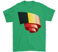 T-Shirt Da Uomo Con Bandiera Del Belgio Arricciata 100% Cotone