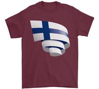 T-Shirt Da Uomo Con Bandiera Della Finlandia Arricciata 100% Cotone