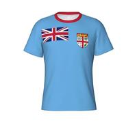 T-Shirt Da Uomo Con Bandiera Delle Fiji Asciugatura Rapida, Estive Basic Tshirt, Maglietta Atletiche Traspiranti A Maniche Corte Lettere Dell'Emblema Tradizionale, Camicie Da Palestra Per Allenamenti