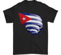 T-Shirt Da Uomo Con Bandiera Di Cuba Arricciata 100% Cotone