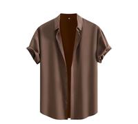 T-shirt da uomo con bottoni a tinta unita Camicia da abito regolare a maniche corte con risvolto Top estivo da spiaggia T-shirt da sposa formale Maglietta casual per vacanze T-shirt leggera Camicetta