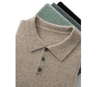 T-shirt da uomo con colletto a POLO 100% Cashmere Pullover a maniche corte maglione primavera estate Comfort Soft Business maglieria in Cashmere Top
