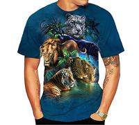 T-shirt da uomo con grafica 3D per uomo, Magliette Leone Giungla, L