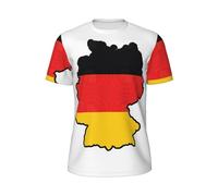 T-shirt da uomo con mappa della bandiera tedesca, ad asciugatura rapida, da palestra, traspirante, a maniche corte, per allenamento sportivo, nero, L