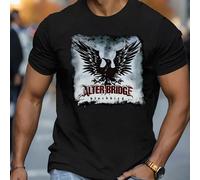 T-shirt da uomo con motivo "Alter Bridge Band" (manica corta), T-shirt da uomo con scollo rotondo, 220 g/m², per l'estate, in puro cotone, maniche corte (1 pezzo) T-shirt da uomo a maniche corte e sco