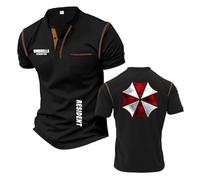 T-Shirt da Uomo con Patchwork Henley per R.es.i.d.en.t Colletto Alto Abbigliamento Sportivo Mezza Manica Comoda Polo Sportiva Stampata A-HeiS||XX_l