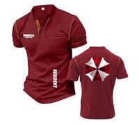 T-Shirt da Uomo con Patchwork Henley per R.es.i.d.en.t Colletto Alto Abbigliamento Sportivo Mezza Manica Comoda Polo Sportiva Stampata A-JHS||m