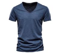 T-shirt da uomo con scollo a V, confezione da 3 magliette alla moda a maniche corte in cotone Slub, comode, basic in tinta unita, classiche, per il tempo libero per tutti i giorni e le vacanze
