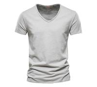 T-shirt da uomo con scollo a V, confezione da 3 magliette alla moda a maniche corte in cotone Slub, comode, basic in tinta unita, classiche, per il tempo libero per tutti i giorni e le vacanze