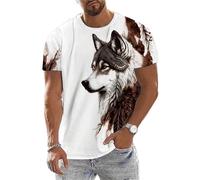 T-Shirt da Uomo con Stampa 3D di Lupo, Maglietta Estiva da Città, Moda di Tutti i Giorni, Maglietta Casual a Maniche Corte, t-Shirt for Sport all'Aria Aperta(DTKD23M6GXM0,5XL)