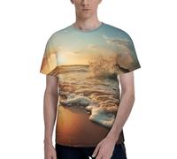 T-shirt da uomo con stampa a onde d'acqua, comode magliette da uomo, per l'uso quotidiano e occasioni speciali, Nero , XXL