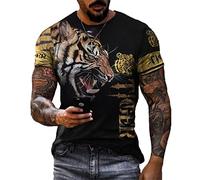 T-Shirt da Uomo con Stampa Animalier con Tigre T-Shirt Stampate in 3D T-Shirt Manica Corta Girocollo Moda Casual