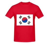 T-shirt da uomo con stampa bandiera della Repubblica di Corea in cotone con scollo rotondo, maglietta a maniche corte, maglietta grafica a maniche corte, stile quotidiano, colore nero, Rosso, 6XL