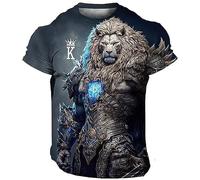 T-Shirt da Uomo con Stampa Leone 3D Pullover a Maniche Corte a Collo Tondo Stampato Animale T-Shirt Casual Fitness Sport Tops
