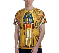 T-shirt da uomo con stampa tribale dell'antico Egitto, maglietta da uomo a maniche corte, morbida e confortevole, da indossare tutti i giorni, Nero , XL