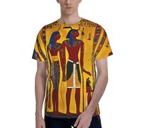T-shirt da uomo con stampa tribale dell'antico Egitto, maglietta da uomo a maniche corte, morbida e confortevole, da indossare tutti i giorni, Nero , M