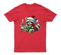 T-shirt da uomo Cozy Raccoon Christmas Reading Holidays maglietta da donna...
