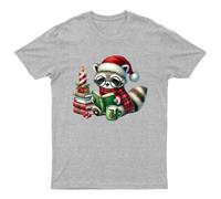 T-shirt da uomo Cozy Raccoon Christmas Reading Holidays maglietta da donna...