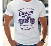 T-shirt da uomo Custom Motorcycle Los Angeles, t-shirt da uomo con scollo rotondo, 220 g/m², per l'estate, in puro cotone, maniche corte (1 pezzo) Maglietta da uomo a maniche corte con scollo tondo, c