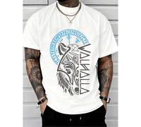 T-shirt da uomo - "Design Lupo Valhalla con Rune e Simboli Mistici" - 100% cotone, elegante e comoda, ideale per l'uso quotidiano Italiano:Questa t-shirt da uomo presenta uno splendido motivo a testa