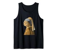 T-shirt da uomo donna con gatto con orecchini di perle Canotta
