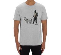 T-shirt da uomo e donna con stampa di Banksy Haring Dog Graffiti Street Art, Grigio, L