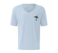 T-shirt da uomo estiva da spiaggia casual a maniche corte vestibilità ampia magliette sportive da palestra per uomo magliette hawaiane per uomo, Azzurro, L