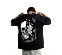 T-shirt da uomo gotica in cotone con motivo a farfalla e teschio, per la scuola Si prega di consultare la nostra tabella delle taglie - Circonferenza torace: S - 96 cm (37,8 pollici), M - 104 cm (41 p