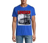T-shirt da uomo in cotone a girocollo con simbolo di autobus rosso di Londra blu reale, Blu reale, XL