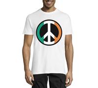 T-shirt da uomo in cotone con bandiera irlandese, segno della pace, opera d'arte, bianco, L
